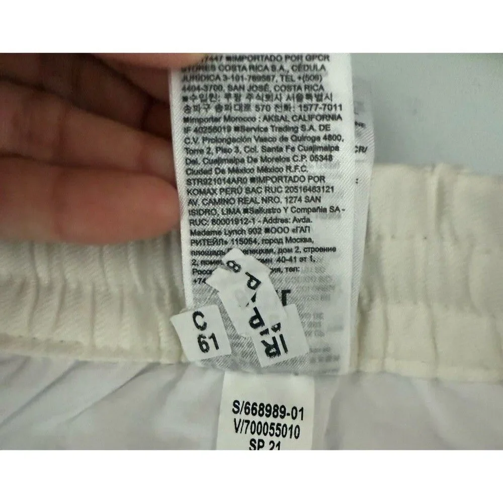 Banana Republic Pants Large White Womens Linen Blend Pull On Lagenlook NWOT